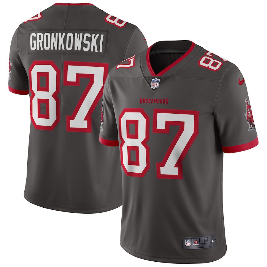 Men Tampa Bay Buccaneers #87 Rob Gronkowski Nike Pewter Alternate Vapor Limited NFL Jersey->tampa bay buccaneers->NFL Jersey